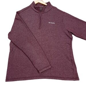 Columbia Pullover Mens Large Burgundy Heather Long Sleeve Quarter Zip Fleece EUC